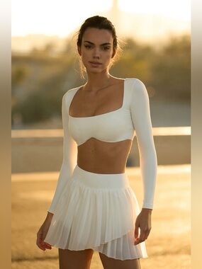 Wiskii Active Pleated Tennis Skirt Ivory Size Small